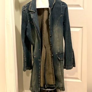 Denim long linen blazer